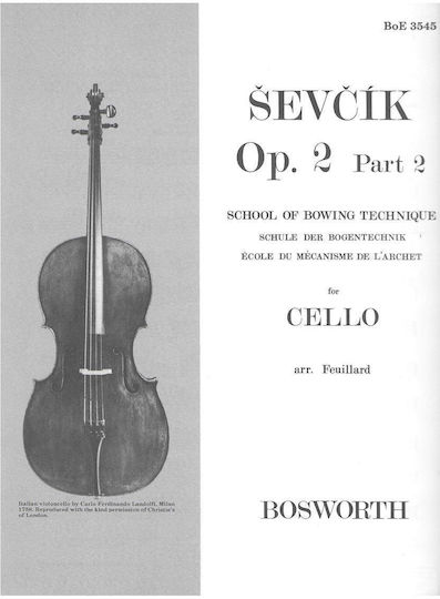 Bosworth Edition Sevcik Opus 2 Part 2 Cello Παρτιτούρα για Τσέλο