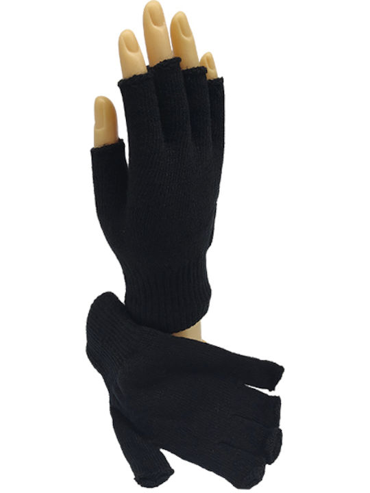 Gift-Me Μαύρα Πλεκτά Γάντια με Κομμένα Δάχτυλα