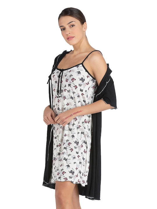 Rachel Summer Women's Cotton Robe Black