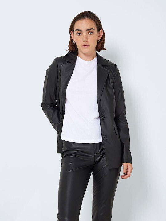 Noisy May Women's Leather Blazer Black