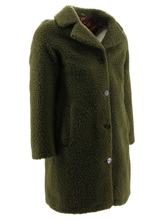 Damen Khaki Mantel mit Knöpfen