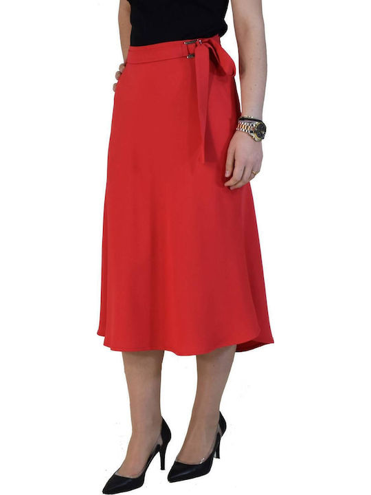 High-waisted Midi Skirt Cloche Red