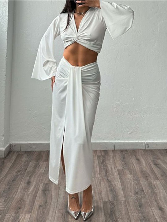 Set with Midi Skirt White