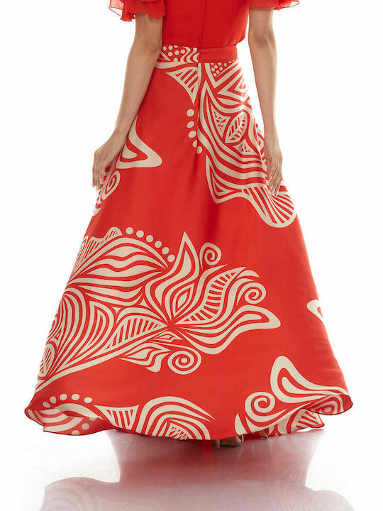 RichgirlBoudoir High Waist Maxi Skirt in Red color