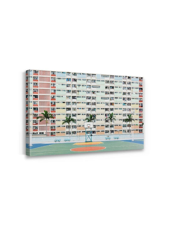Walls Multicolored Basketball Court Painting on Canvas 90x60cm