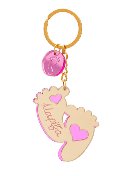 LifeLikes Handmade Keychain Baby Feet Plastic Pink