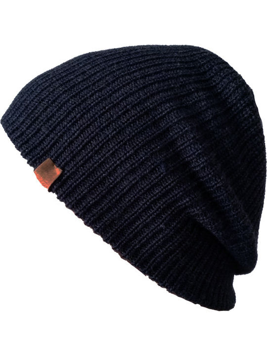 Beanie Unisex Σκούφος με Rib Πλέξη σε Navy Μπλε χρώμα