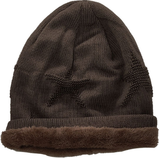 Beanie Unisex Σκούφος Πλεκτός σε Καφέ χρώμα