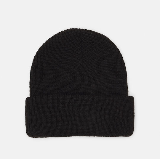 Beanie Unisex Σκούφος με Rib Πλέξη σε Μαύρο χρώμα