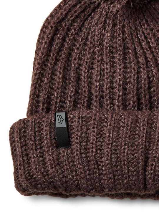 Indio Pom Pom Beanie Γυναικείος Σκούφος με Rib Πλέξη σε Καφέ χρώμα