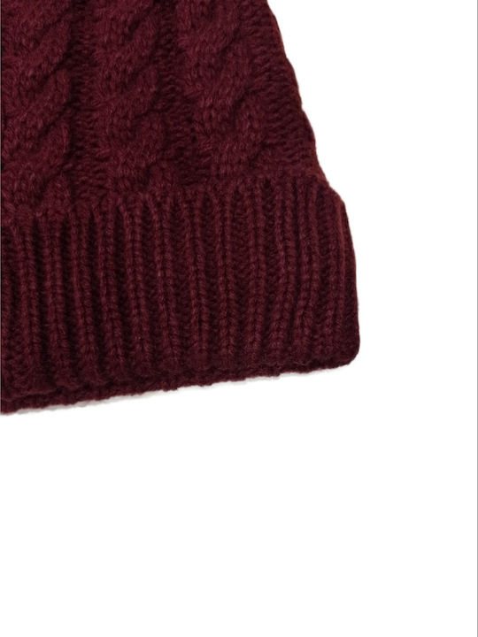 Noidinotte Beanie Frauen Beanie mit Strickmuster in Burgundisch Farbe