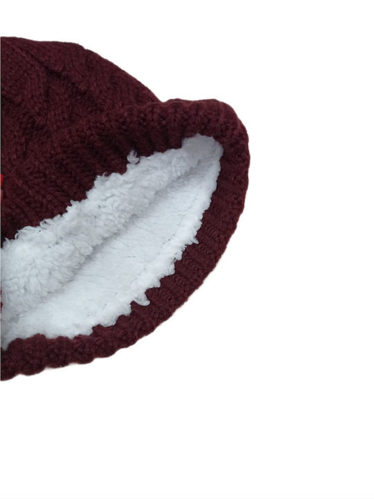 Beanie Cap with Braid Burgundy