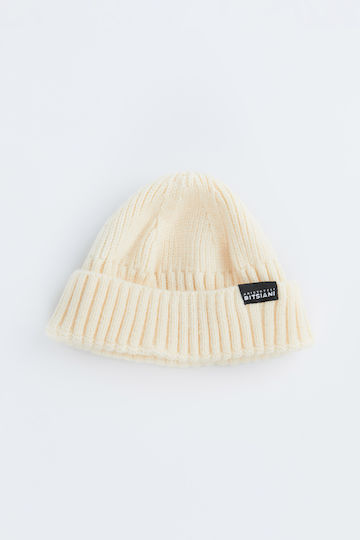 Ribbed Beanie Cap Beige