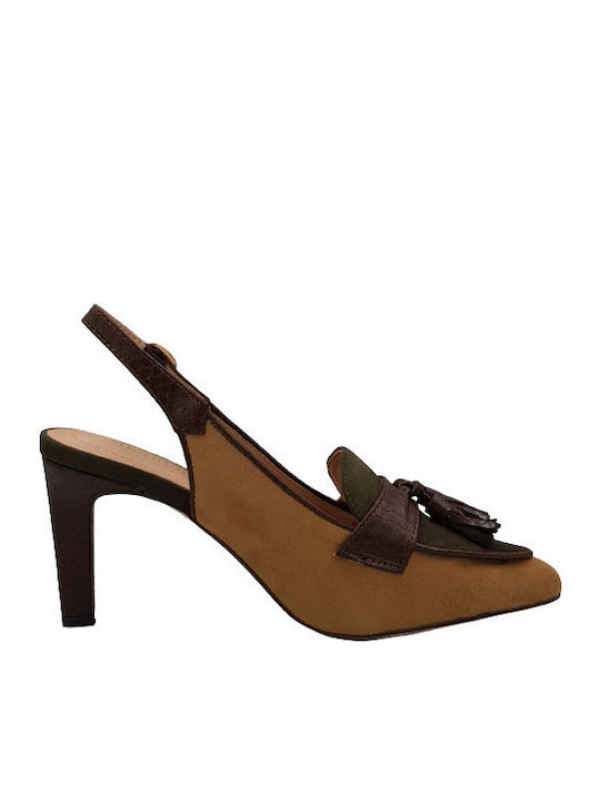 Leder Pumps mit Riemchen Mehrfarbig