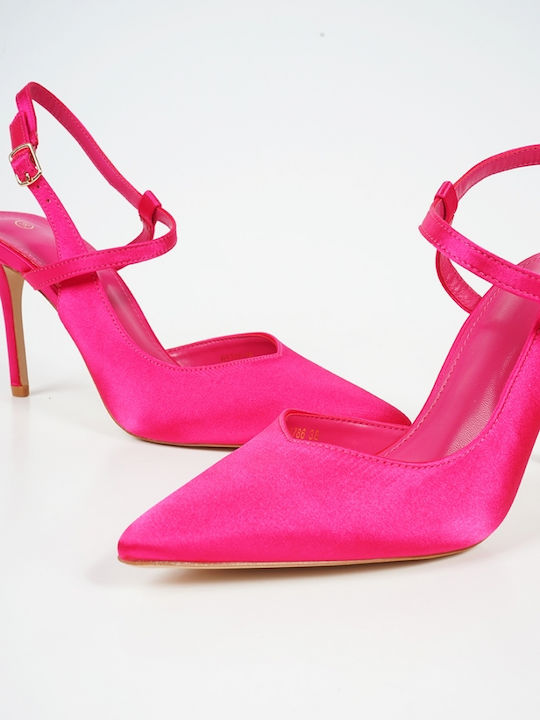 Piazza Shoes Pointed Toe Fuchsia Heels with Strap