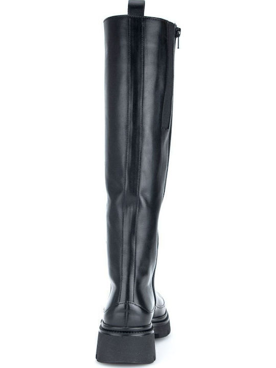 Leder Damenstiefel Schwarz