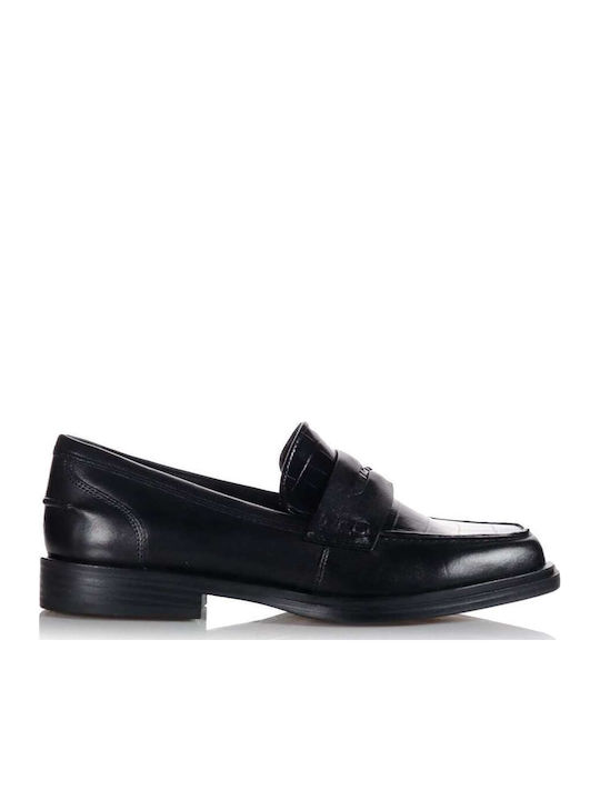 Tamaris Leather Women's Loafers in Black Color