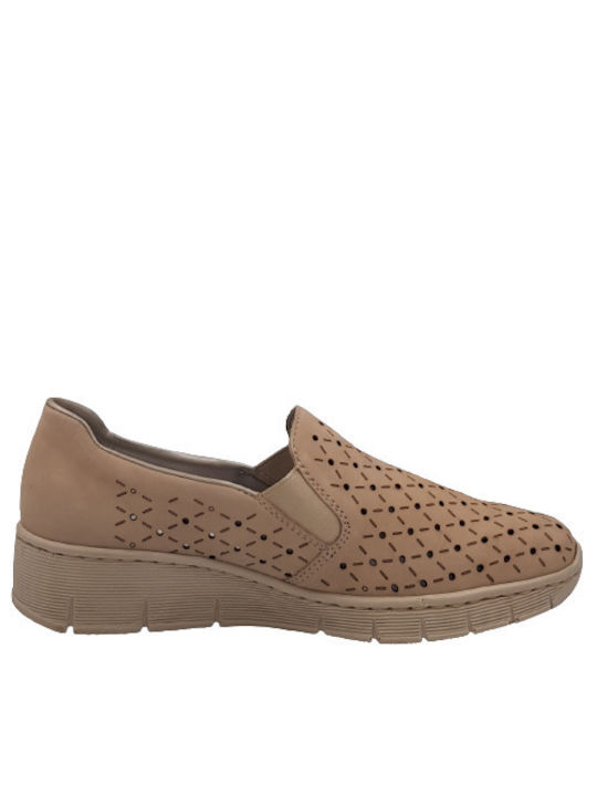 Rieker Leather Women's Moccasins in Beige Color