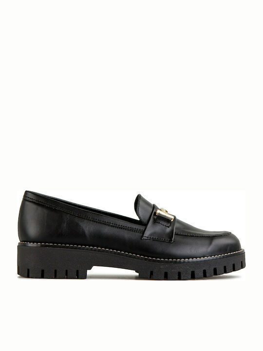 Leather Women's Moccasins in Black Color