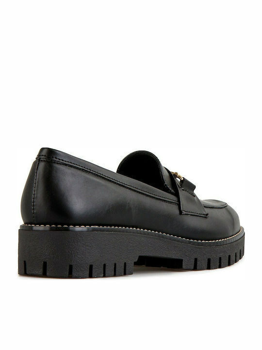 Leather Women's Moccasins in Black Color