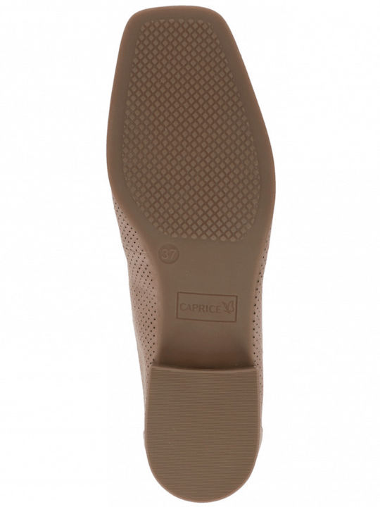 Leather Women's Moccasins in Beige Color