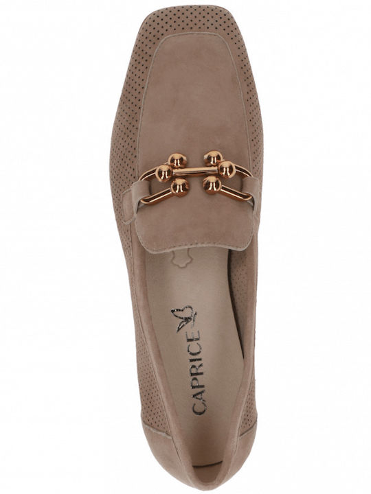 Leather Women's Moccasins in Beige Color