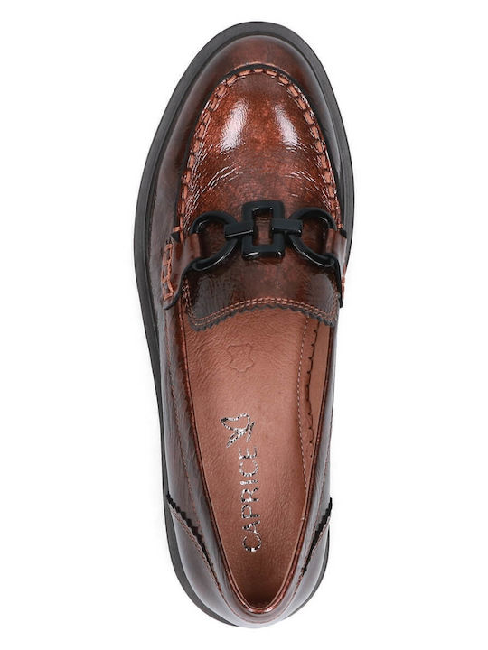 Leather Women's Moccasins in Tabac Brown Color