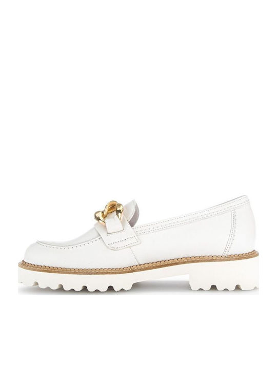 Δερμάτινα Γυναικεία Loafers σε Λευκό Χρώμα
