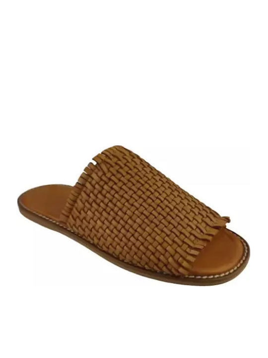 Leder Flache Sandalen für Damen in Braun Farbe