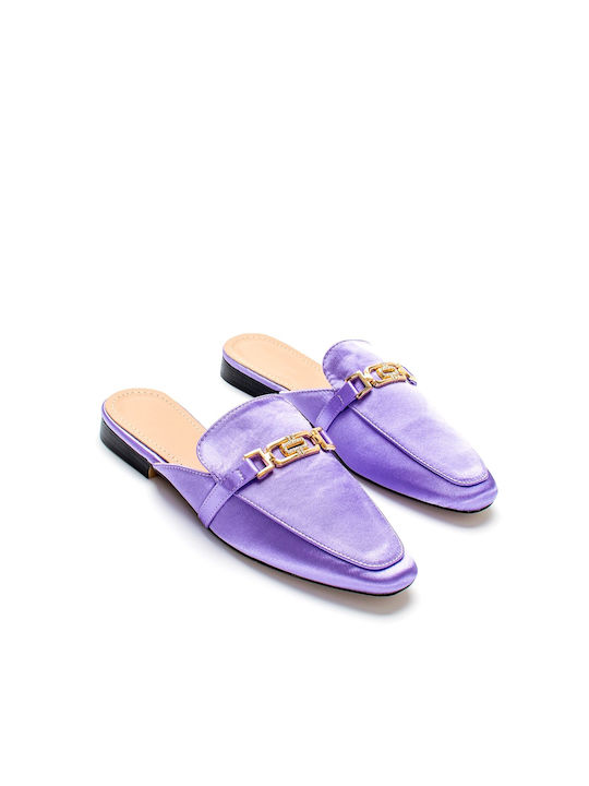 Plato Mules cu Gros Mare Toc în Violet Culoare