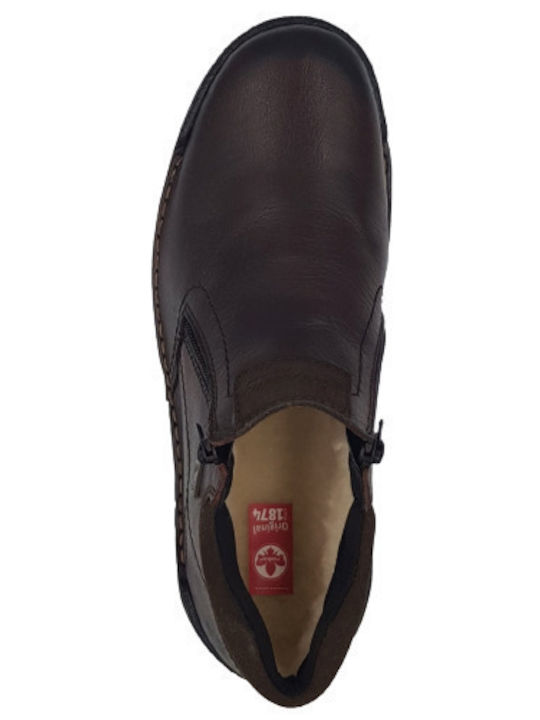 Leather Brown Men's Boots Waterproof Anatomical with Zipper