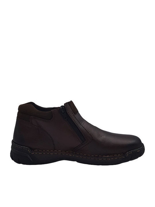 Leather Brown Men's Boots Waterproof Anatomical with Zipper