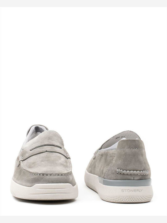 Δερμάτινα Ανδρικά Loafers σε Γκρι Χρώμα