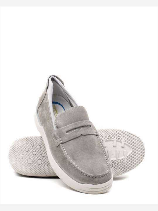 Δερμάτινα Ανδρικά Loafers σε Γκρι Χρώμα