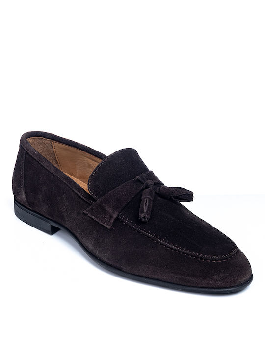 Philippe Lang Suede Ανδρικά Loafers σε Καφέ Χρώμα