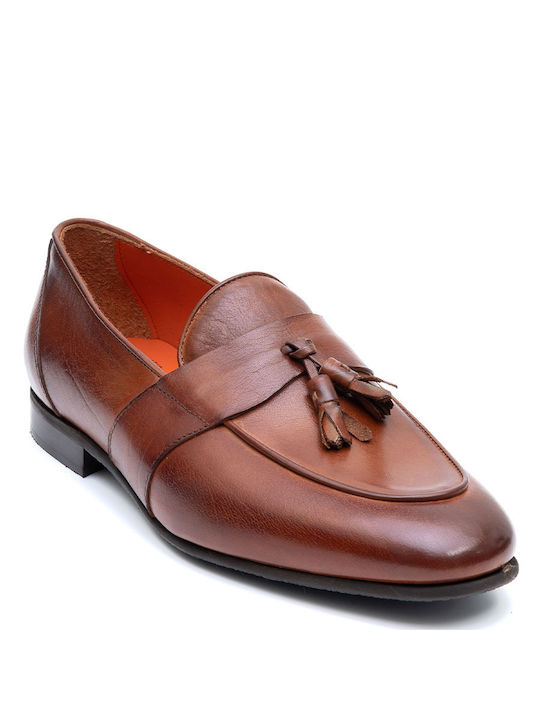 Perlamoda Men's Leather Loafers Tabac Brown