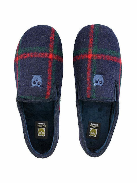 Papuci bărbați iarna închise cu modele Albastru 5-ΜΠΛΈ