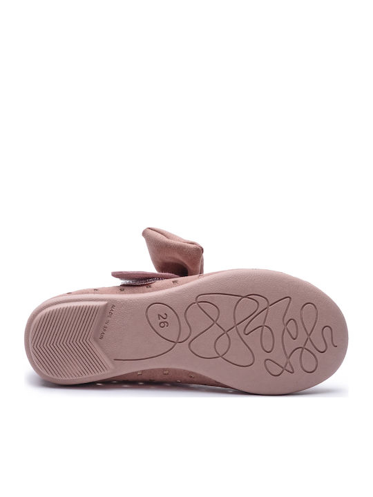 Παιδικές Μπαλαρίνες mit Bügel- und Schleifenverschluss Leder Rosa