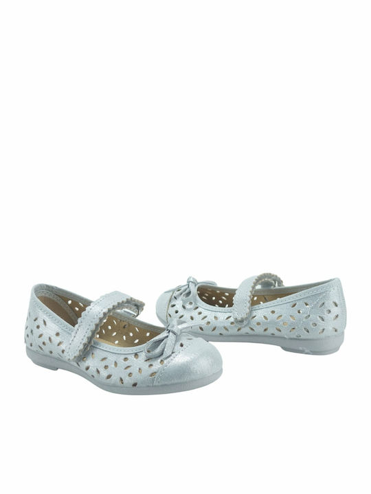 Kids Ballerinas with Hoop & Loop Closure Silver