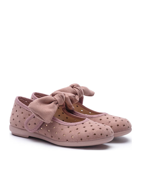Παιδικές Μπαλαρίνες mit Bügel- und Schleifenverschluss Leder Rosa