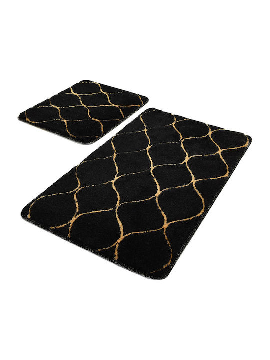 Mijolnir Non-Slip Bath Mats Set Black 2pcs