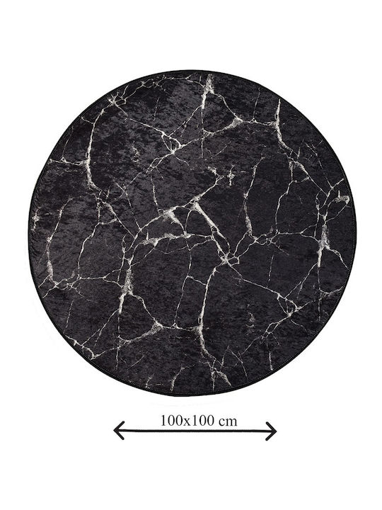 Mijolnir Non-Slip Bath Mat Round Black Width 100cm
