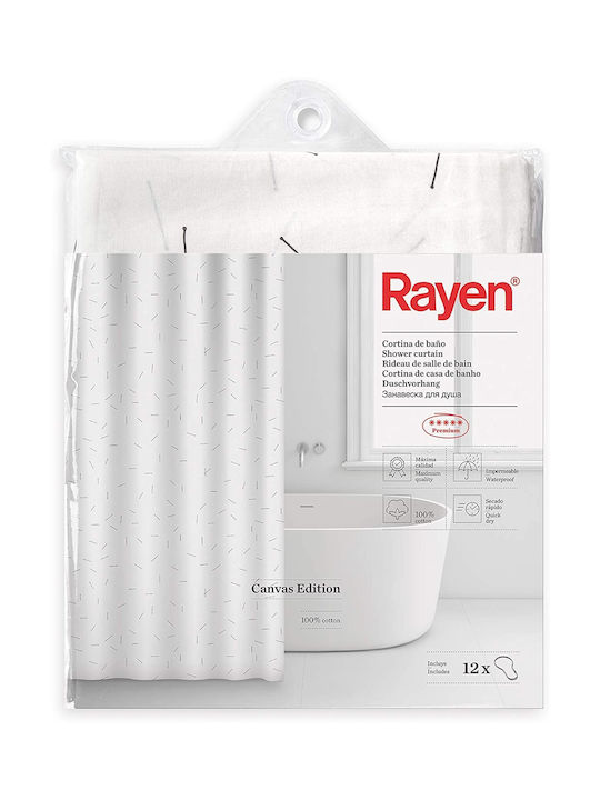 Rayen Κουρτίνα Μπάνιου Υφασμάτινη 180x200cm Λευκή