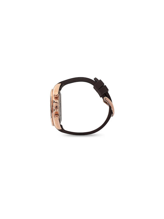 Folli Follie Color Me Free Damen Uhr Chronograph mit Braun Kautschukarmband