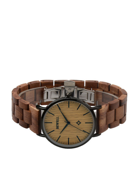Bewell Hebe Acacia Γυναικείο Ρολόι 42mm Μπαταρίας με Καφέ Ξύλινο Μπρασελέ