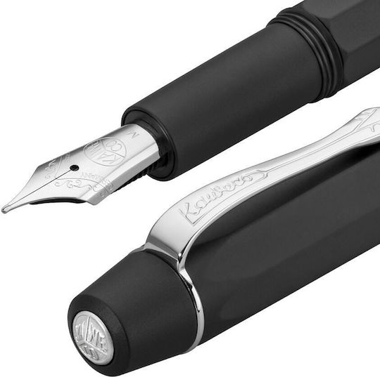 Kaweco Stilou Caligrafie Foarte Larg Negru Din Aluminiu Cu Cerneală Neagră