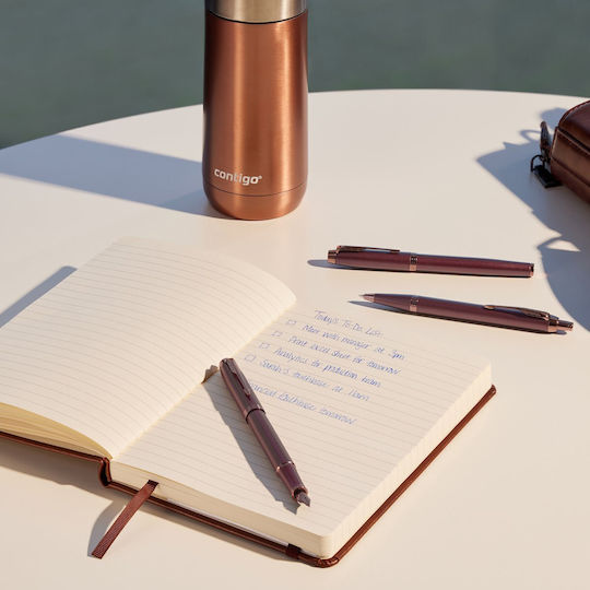 Parker Module Stilou Medium Burgundy Din Oțel Cu Cerneală Roșie