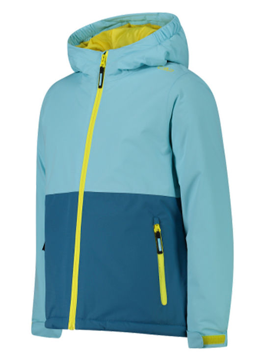 Waterproof Kids' Casual Jacket Short with Lining & Hood Turquoise