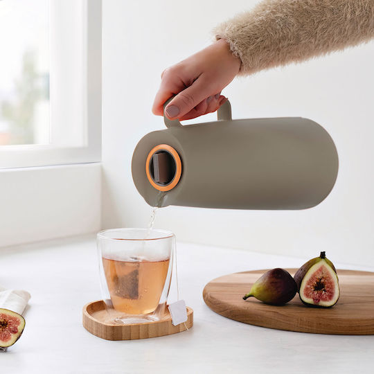 Tramontina Κανάτα Θερμός Πλαστικό / Γυάλινο BPA Free 1lt Μπεζ