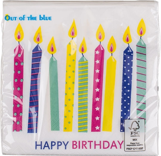 Happy Birthday Party Napkins Multicolour 33x33cm 20 Pieces